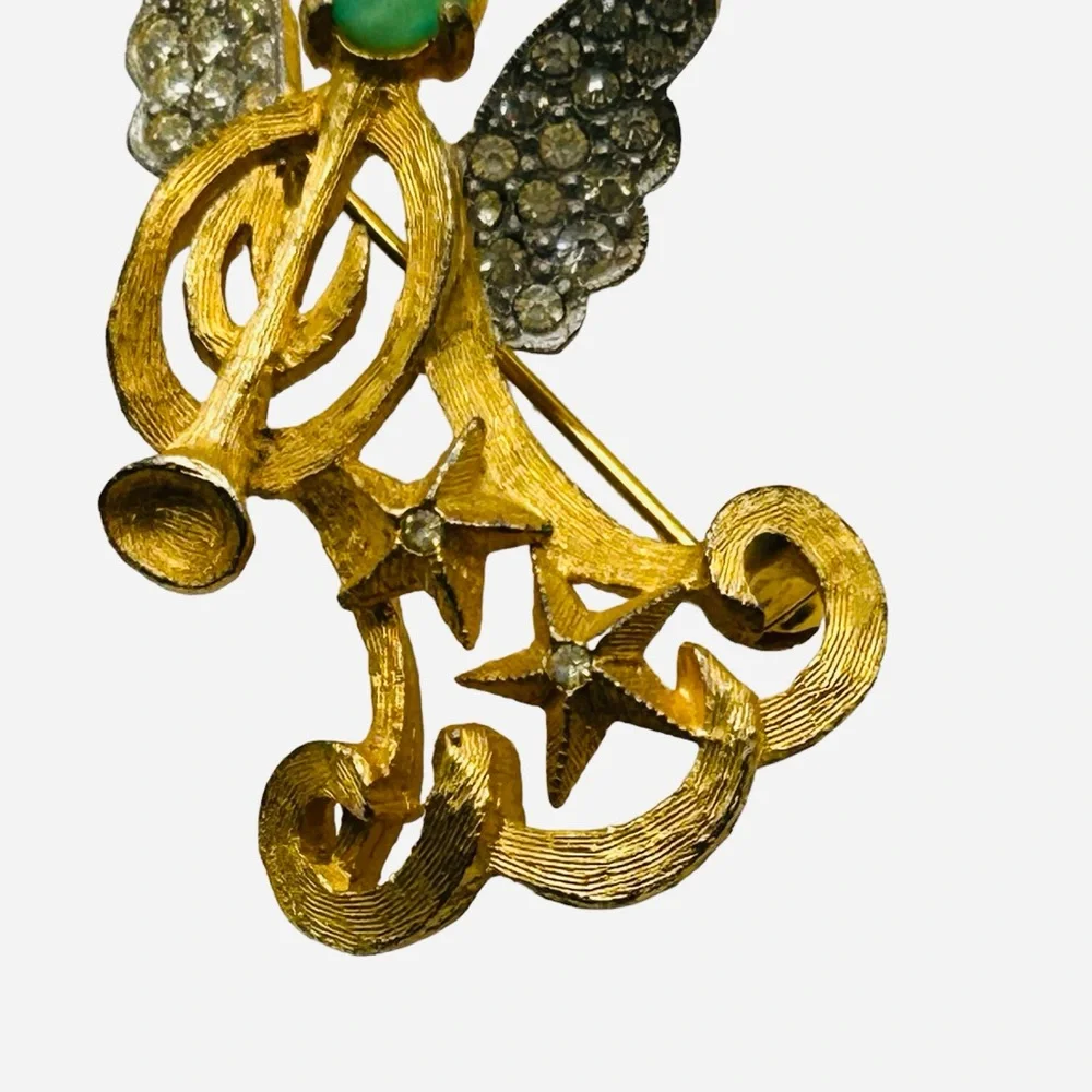 Vintage Benedikt N.Y. Angel Playing Horn Brooch